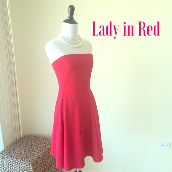 Strapless Red Fit And Flare Dress