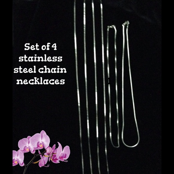 Bundle of 4 stainless steel chain necklaces