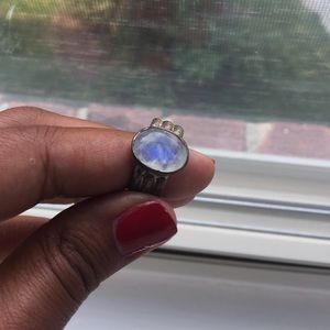 Silver and moonstone.