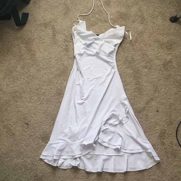 White fitted halter dress