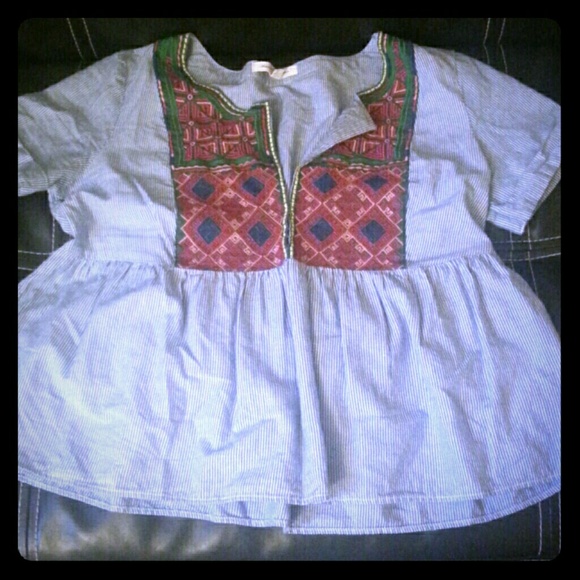 Seersucker cropped peplum top