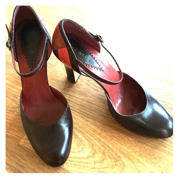 Nine West stacked leather heels