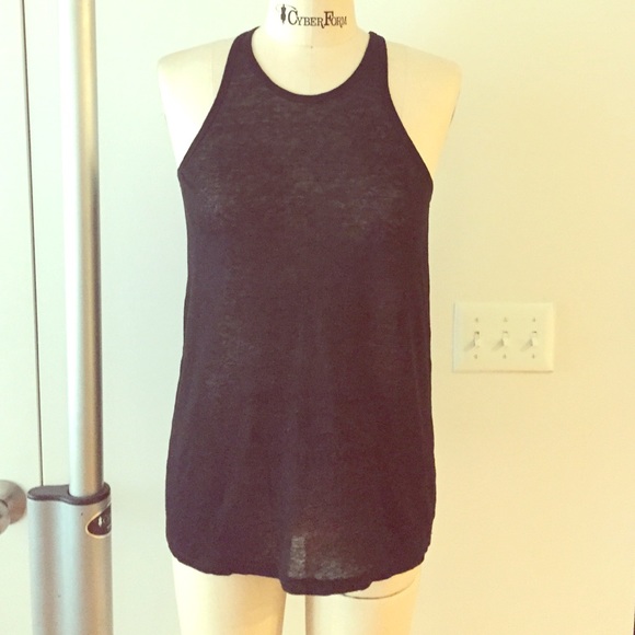 T by Alexander Wang Linen Silk Tank -black size Sm