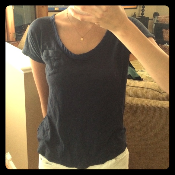Navy blue pocket t with tie in back