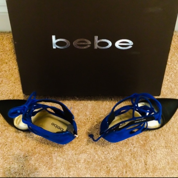 Royal blue and black BeBe heels