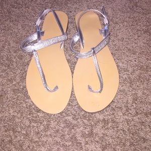 Silver rhinestone sandals. Size 10