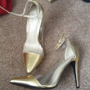 Jubilee clear/gold strap heels