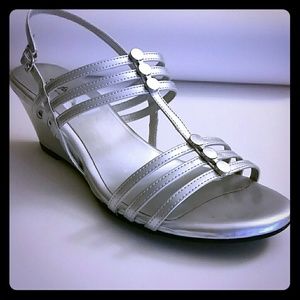 Silver wedge sandals