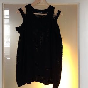 Black sweater with cut out shoulder