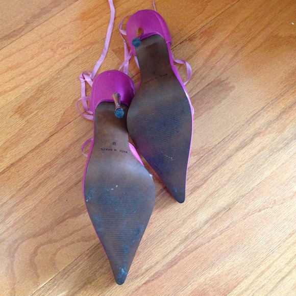 Pink lace up stilettos - Picture 3 of 4