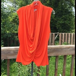 Jennifer Lopez drape plunge Tangerine orange top L