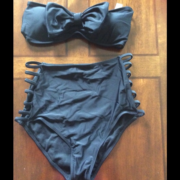 Black high waist bathing suit