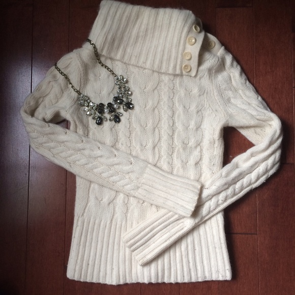 BR wool cable knit split collar sweater - Picture 2 of 2