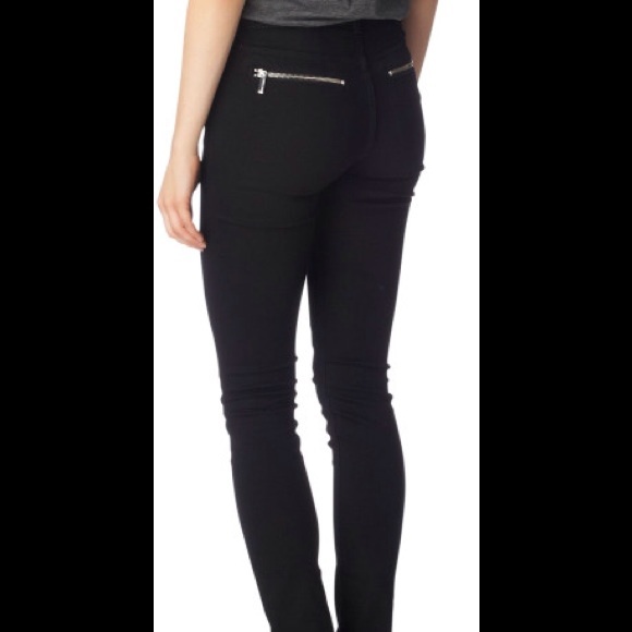 Karen Millen Denim - Karen Millen Black Vintage Wash Moto Skinnies