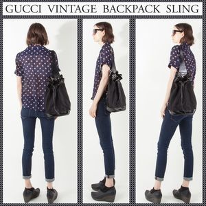 GUCCI Vintage Black Backpack Bucket Sling Purse