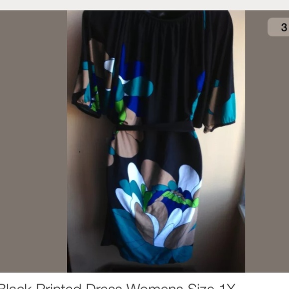 Brand new black dress with multicolor print - Picture 3 of 4