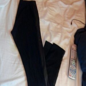 Black leggings with faux leather sides