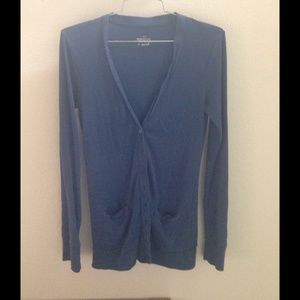 J Crew Perfect Fit Mixed Tape Cardigan - blue
