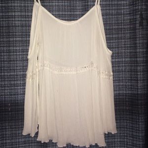 White spaghetti strap off shoulder sleeve top