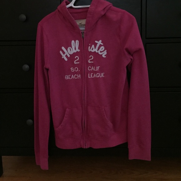 pink hollister zip up jacket
