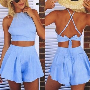 Two piece crop top and shorts