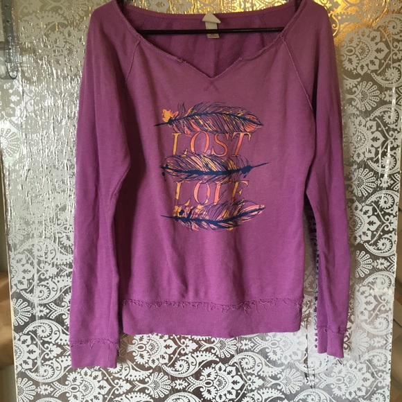 Mossimo Supply Lost Love Feather Purple Sweatshirt