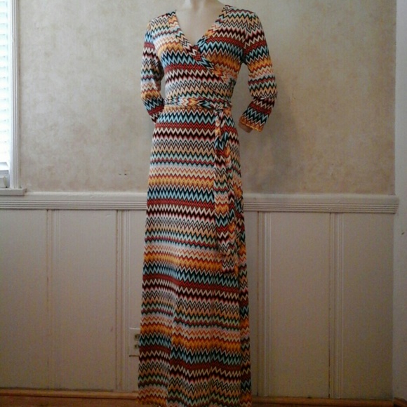 Long wrap front dress.    (M) (L)