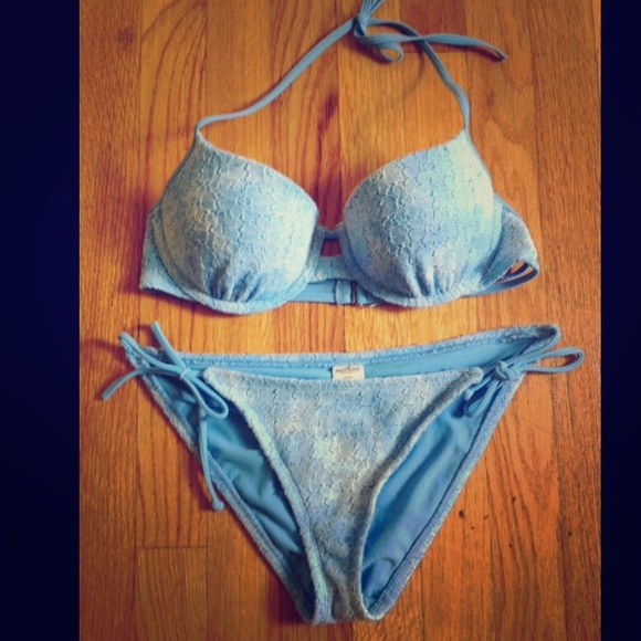 Blue lace bikini