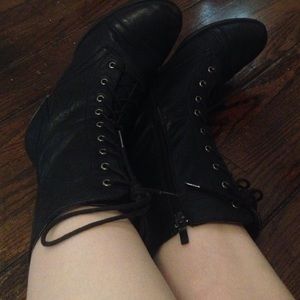 Black combat boots