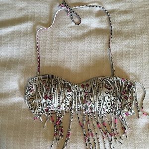 Tribal Patterned Fringe Bikini Top