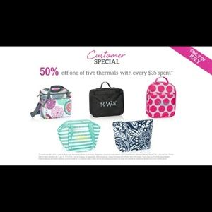 Lunch bags half off this month different prices.