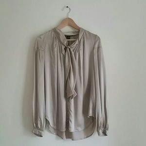 100% silk French Connection mocha-colored blouse!