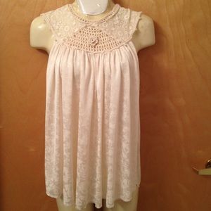Free people flowy crochet neckline top