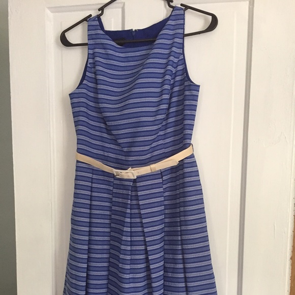 Anne Klein blue & white stripped sleeveless dress