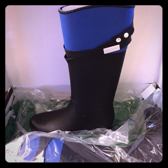 tommy hilfiger blue rain boots