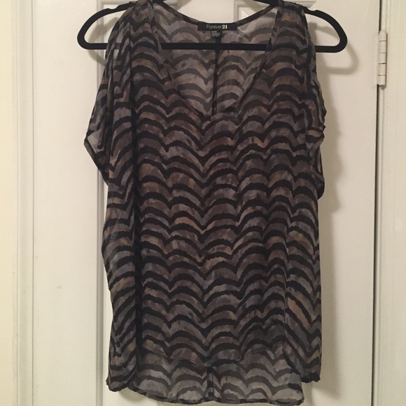 Semi sheer high low printed blouse