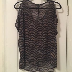 Semi sheer high low printed blouse