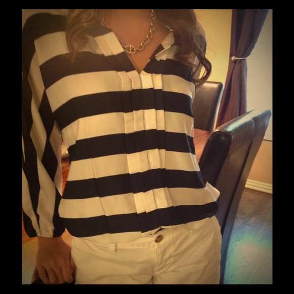 Navy and White Nautical Top
