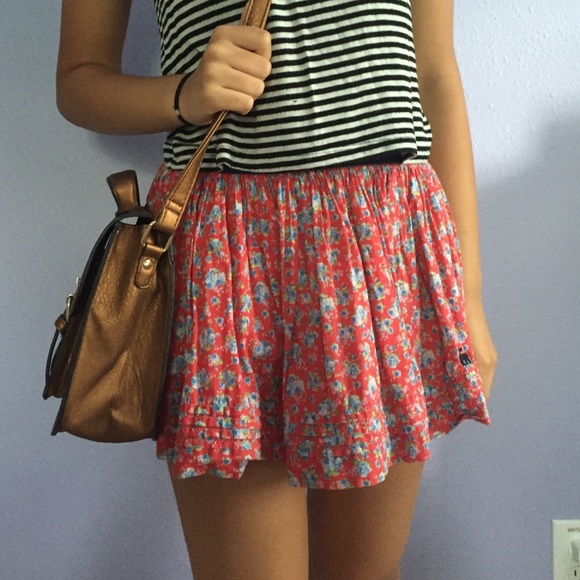 Abercrombie Kids Red Floral Skirt