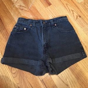 Black high waisted vintage Levi shorts