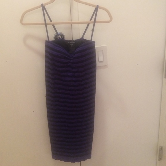 Purple and black striped Bebe tube dress