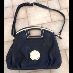 Black designer purse w/gold accents