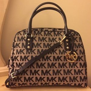 Michael Kors Black/Beige Tote with Long Strap