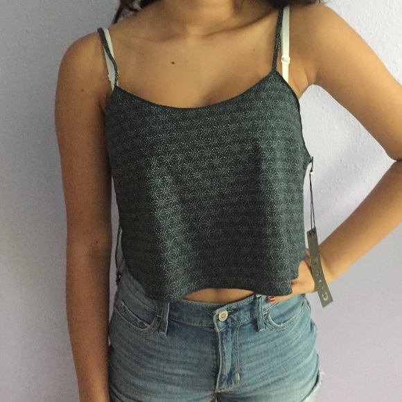 blue and white cropped tank