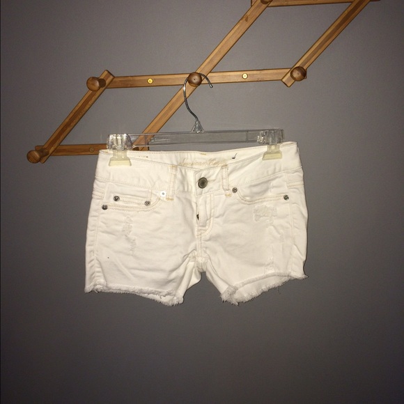 Destroyed Low Rise White Shorts