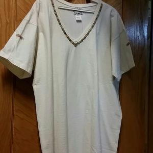 Tunic cotton tee w mini roses embroidery