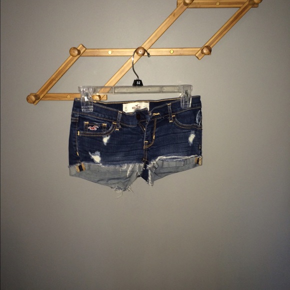 Destroyed Dark Rinse Low Rise Shorts