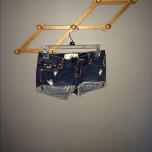 Destroyed Dark Rinse Low Rise Shorts