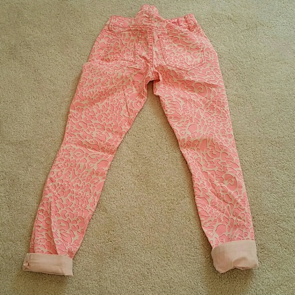 Neon coral leopard print Jeggings - Picture 2 of 3