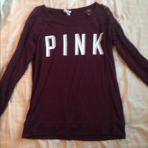 Pink Victoria's Secret campus tee